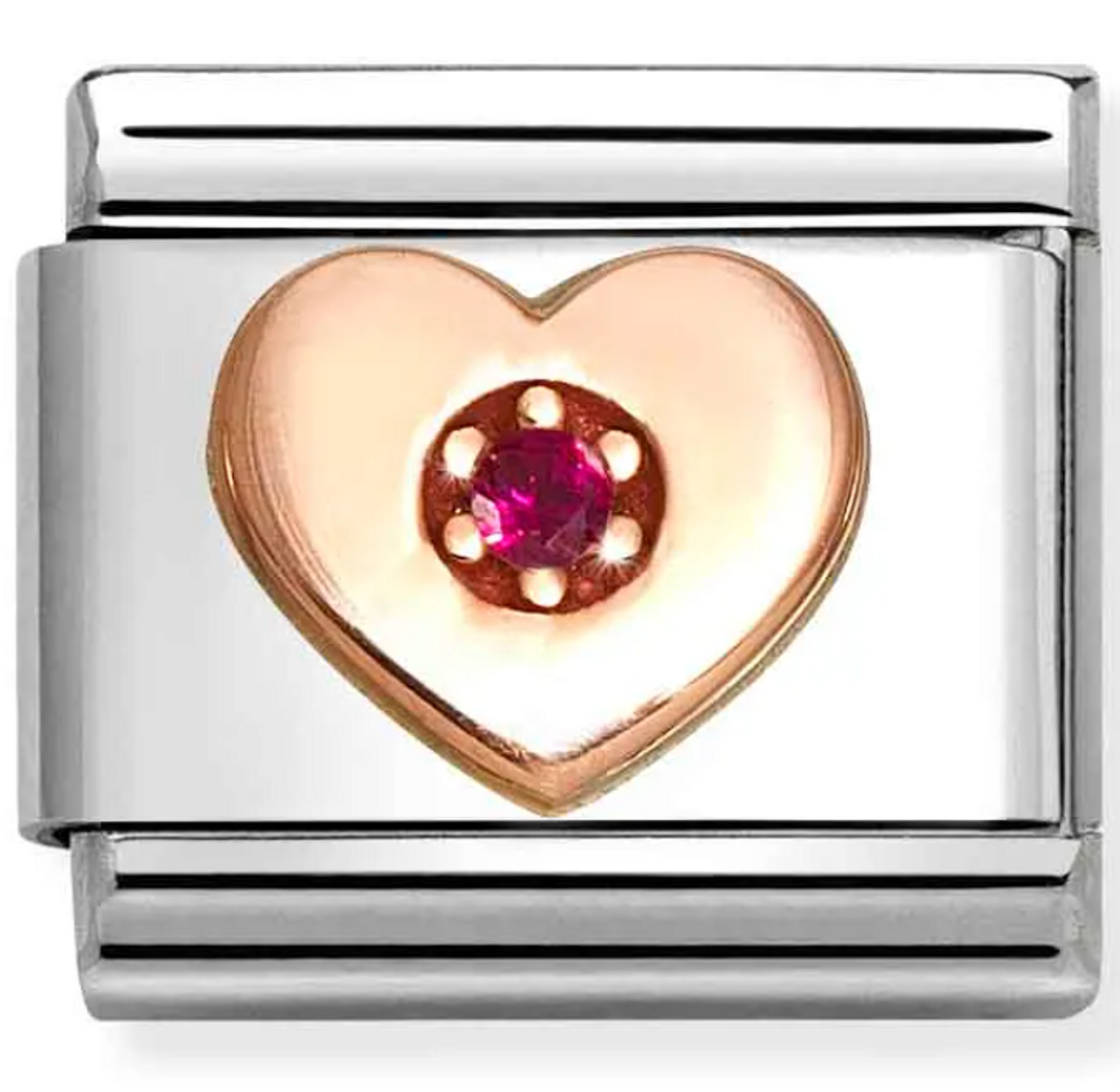 Nomination Link 9K Rose Gold Serce z czerwoną cyrkonią 430305 41.png